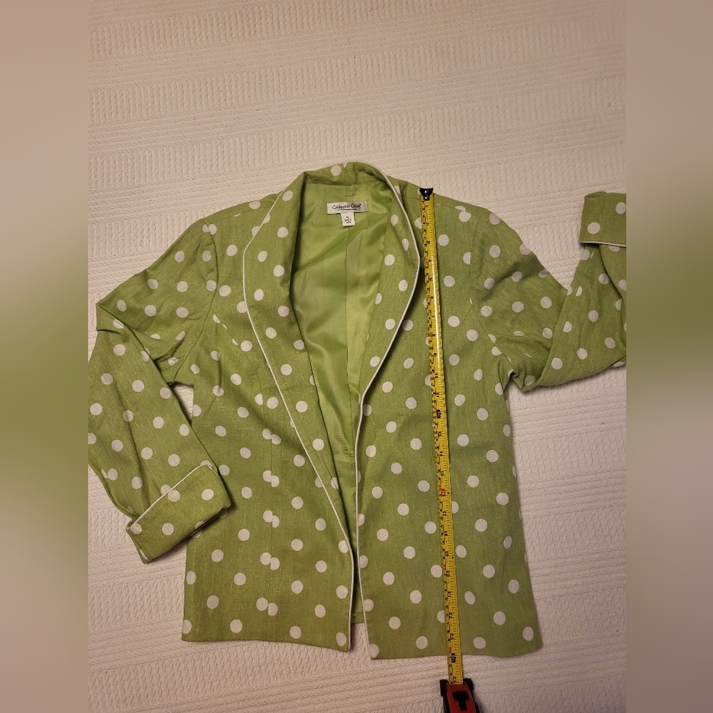 Lime polkadot shell and jacket set